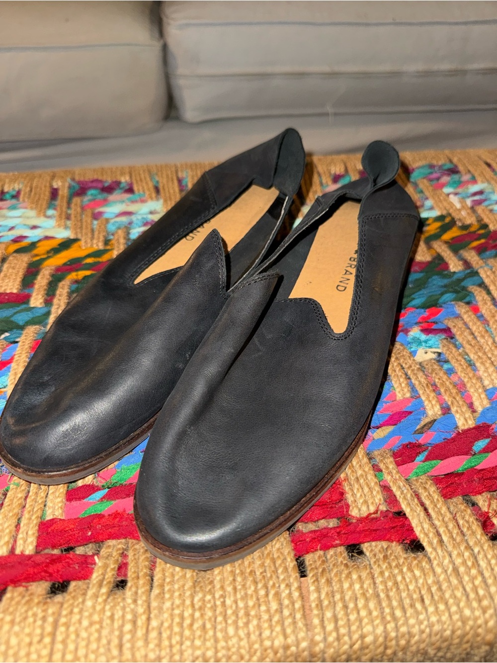 Lucky Brand Black Leather Women's Slip-On Loafers